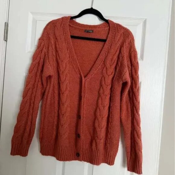 Wild Fable Women's Orange Cable Knit Button Up Cardigan Size Large - Picture 2 of 2